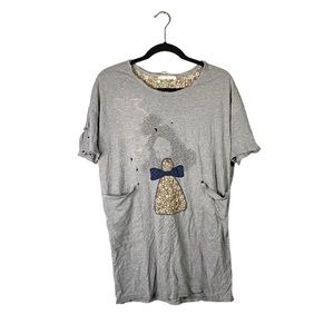 TOPFEELING Ladies Distressed Loose Fit Y2K Short Sleeve T Shirt Size Medium